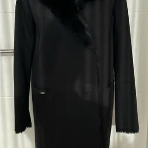 Stunning Marc Cain Classic Black Faux Fur reversible coat